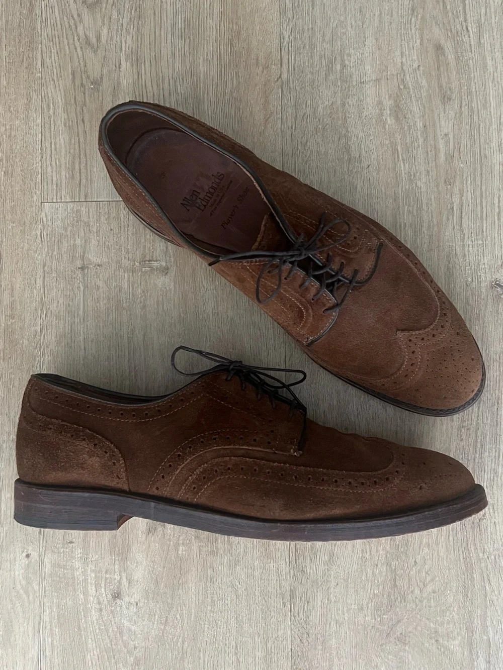 Allen Edmonds Chestnut Brown Suede Wingtip Derbys